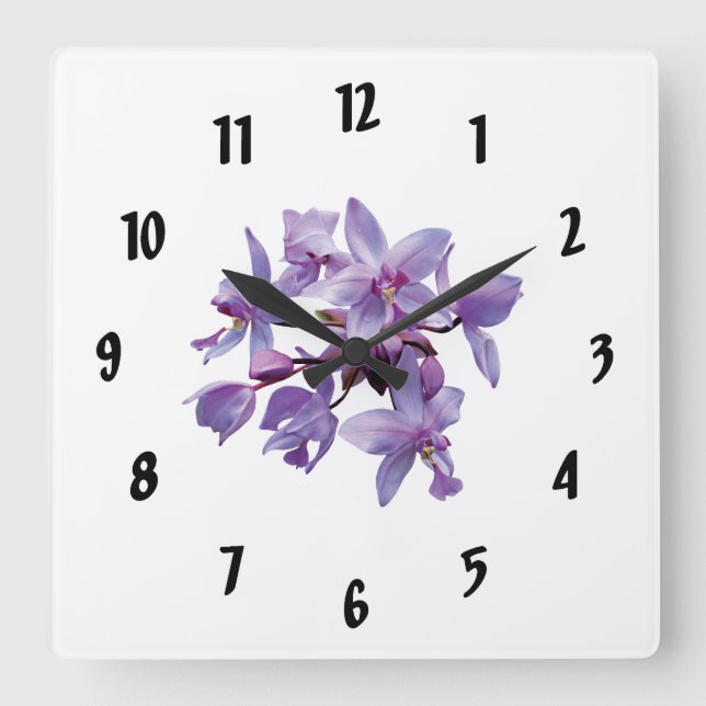 Horloge Carrée Orchides pourvues de Dew (Recto)