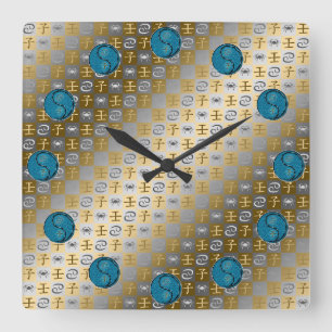Horloge Carrée Oreiller jeté Cancer & Rat d'eau