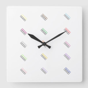 Horloge Carrée organisation couleurs conception géométrique