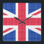 Horloge Carrée Original cross-stitch design Union Jack<br><div class="desc">Original cross-stitch design Union Jack</div>