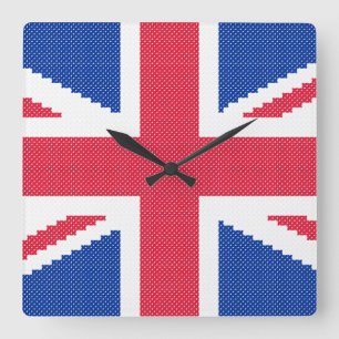 Horloge Carrée Original cross-stitch design Union Jack