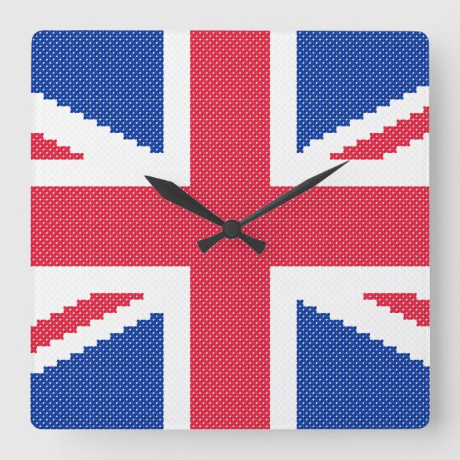 Horloge Carrée Original cross-stitch design Union Jack (Recto)