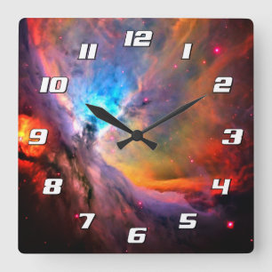 Horloge Carrée Orion Nebula Space Galaxy contraste élevé Numéros