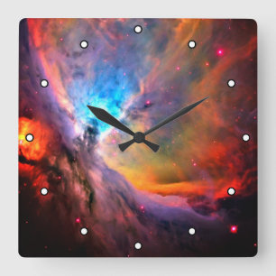 Horloge Carrée Orion Nebula Space Galaxy points à contraste élevé
