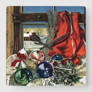 Horloge Carrée Ornements de Noël