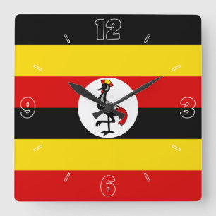 Horloge Carrée Ouganda National Drapeau Patriotique
