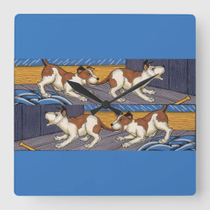 Horloge Carrée OUI ! chien mord chien