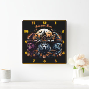 Horloge Carrée Ours d'Halloween en costumes amusants