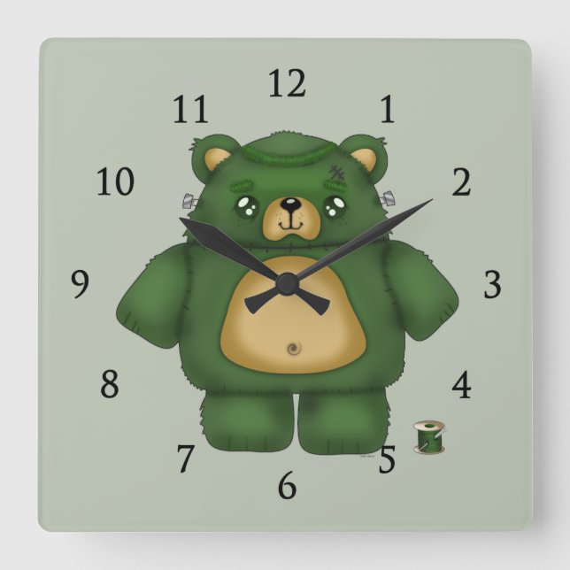 Horloge Carrée Ours Frankenstein (Recto)