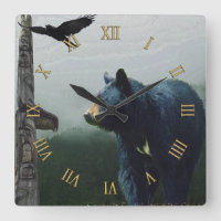 Ours Noir, Corbeau & Totem Poteau Art
