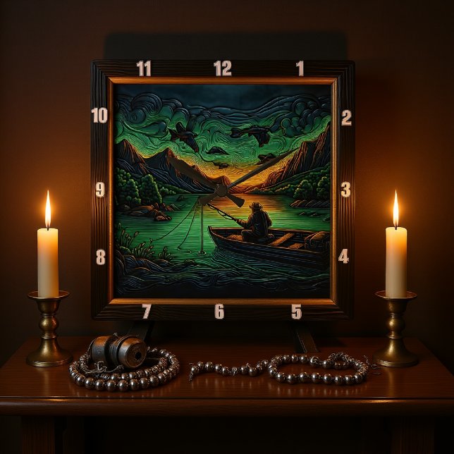 Horloge Carrée Outdoorsman (Créateur téléchargé)