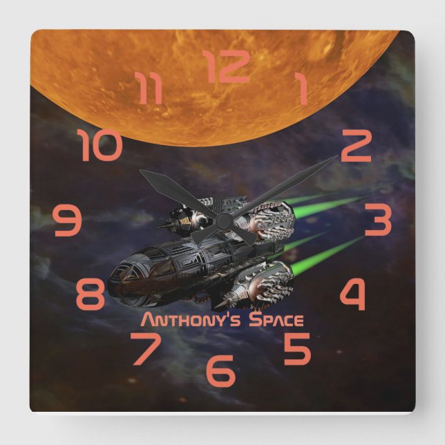 Horloge Carrée Outer Space Three Room personalized (Recto)