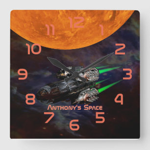 Horloge Carrée Outer Space Three Room personalized