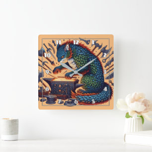 Horloge Carrée Outils de formage de chats de couleur vive en atel