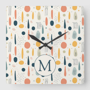 Horloge Carrée P Minimaliste Abstrait Boho Couleurs Pastel Person