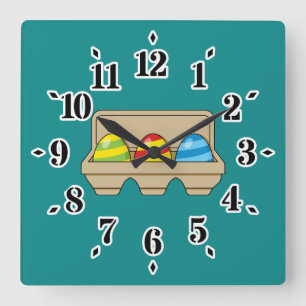Horloge Carrée Pack de caricatures colorées OEufs de Pâques