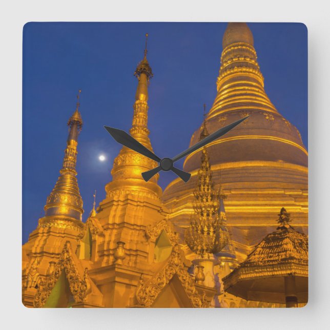 Horloge Carrée Pagode Shwedagon la nuit, Myanmar (Recto)