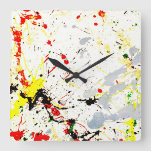 Horloge Carrée Paint Splatter