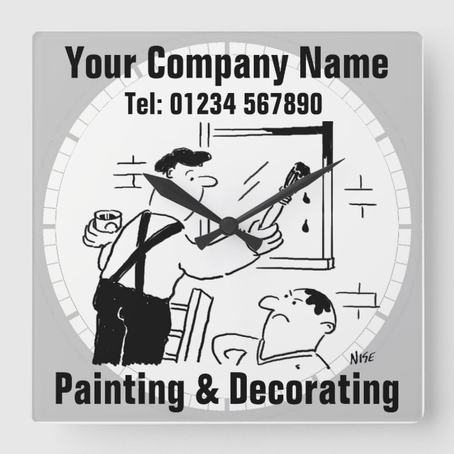Horloge Carrée Painting & Decorating Services Cartoon Clock (Recto)