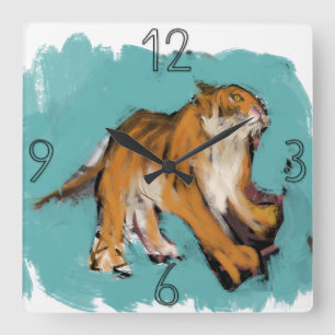 Horloge Carrée Painting Tiger Year Birthday SqWC3