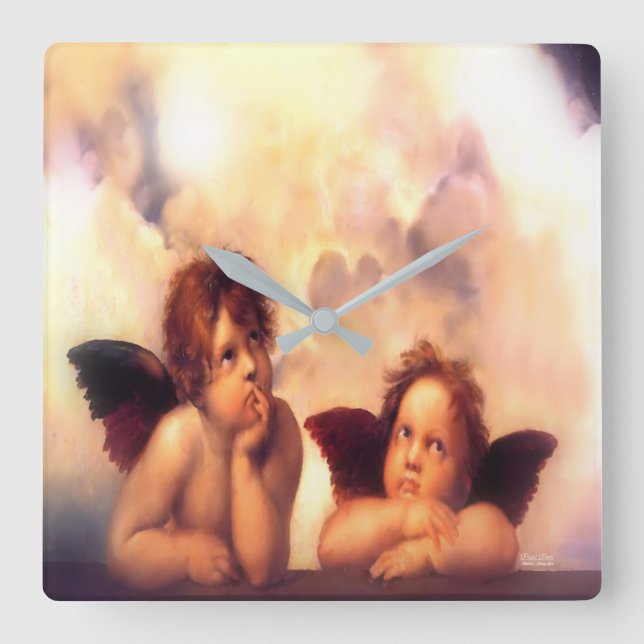 Horloge Carrée Paire d'anges Putti (Recto)