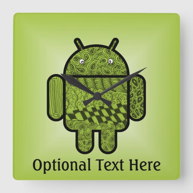 Horloge Carrée Paisley Character pour le robot Android™ (Recto)