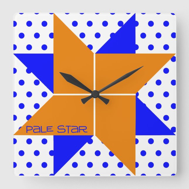 Horloge Carrée Pale Star- Orange & Bleu (Recto)