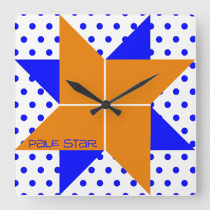 Horloge Carrée Pale Star- Orange & Bleu