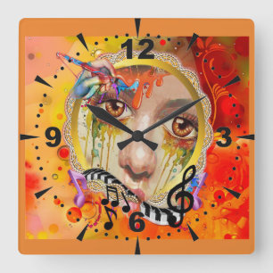Horloge Carrée Palette Artiste