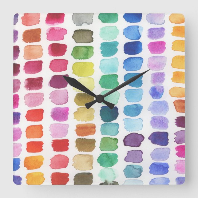 Horloge Carrée Palette Joyeuse de Couleurs - Été (Recto)