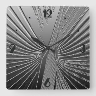 Horloge Carrée Palmette de chrome d'art déco