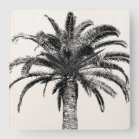 Palmier de l'île tropicale rétro en noir et blanc