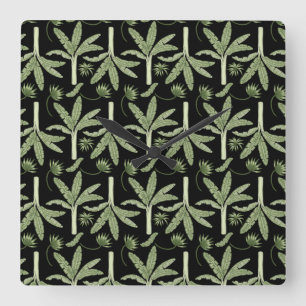 Horloge Carrée palmiers tropicaux sans couture motif
