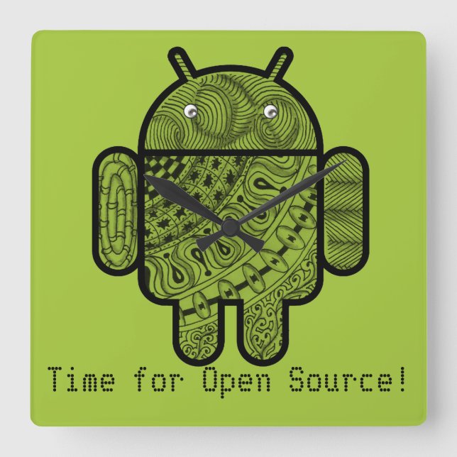 Horloge Carrée Pancho Doodle Character pour le robot Android™ (Recto)
