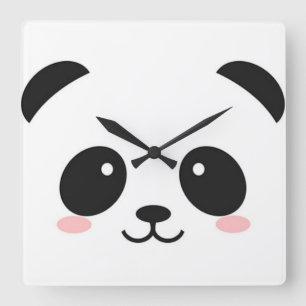 Horloge Carrée Panda à visage joyeux