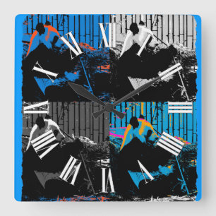 Horloge Carrée Panda Bear Multi-panel Art Design