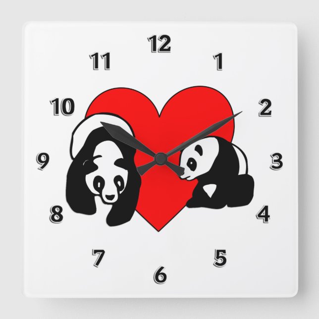 Horloge Carrée Panda Love (Recto)
