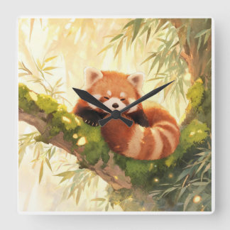 Horloge Carrée Panda roux