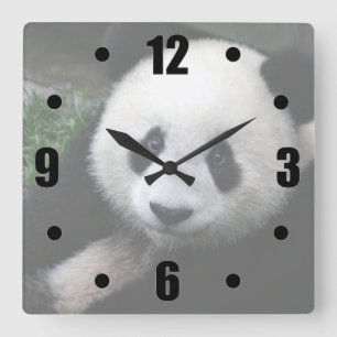 Horloge Carrée Panda souriant