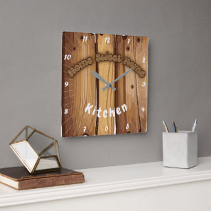 Horloge Carrée Panneau en bois rustique