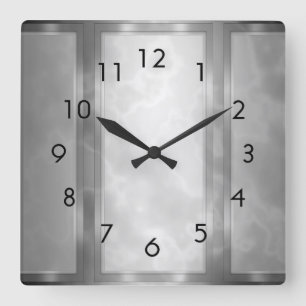 Horloge Carrée Panneaux noirs de marbre de charbon de bois