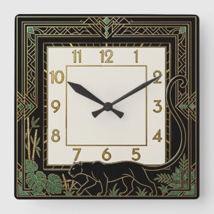 Horloge Carrée Panthère Art Déco