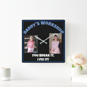 Horloge Carrée Papa's 'Ajouter ton nom'