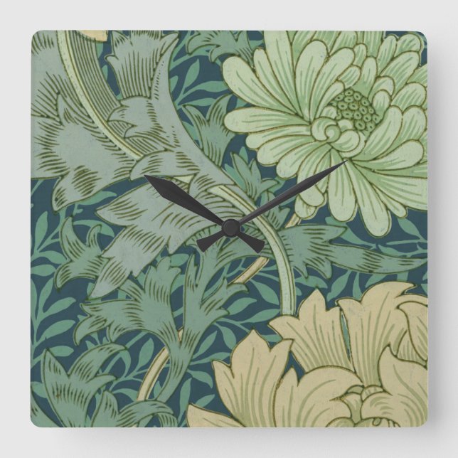 Horloge Carrée Papier peint Motif échantillon avec Chrysanthemum (Recto)