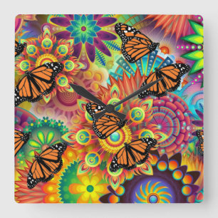 Horloge Carrée Papillon