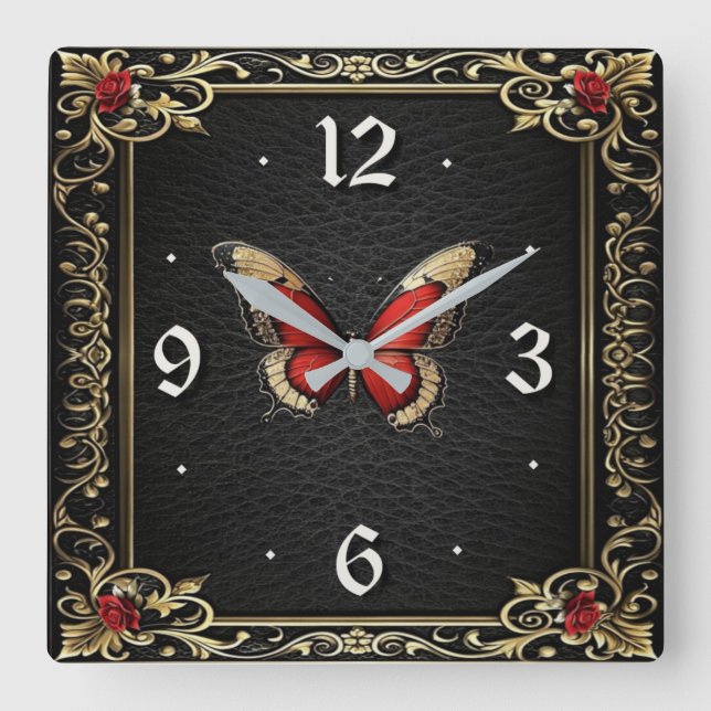 Horloge Carrée Papillon Art Déco  (Recto)