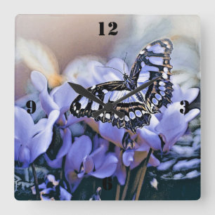 Horloge Carrée Papillon bleu