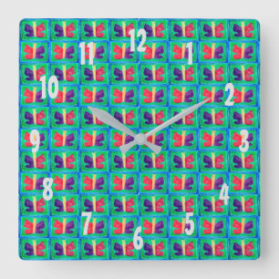Horloge Carrée Papillon coloré   Filtres   Basique  