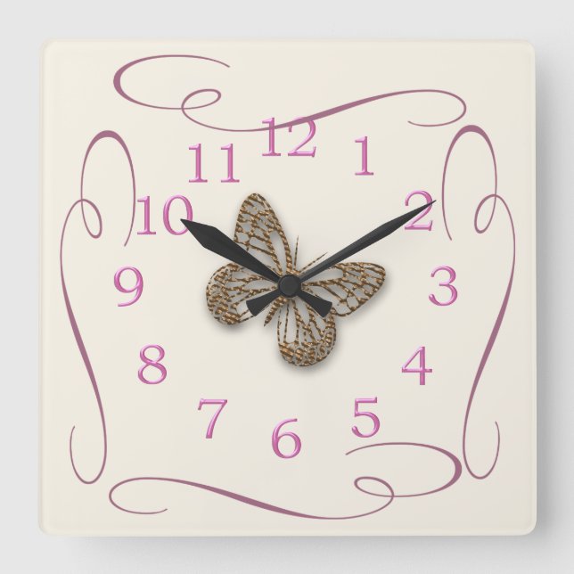 Horloge Carrée Papillon mou (Recto)