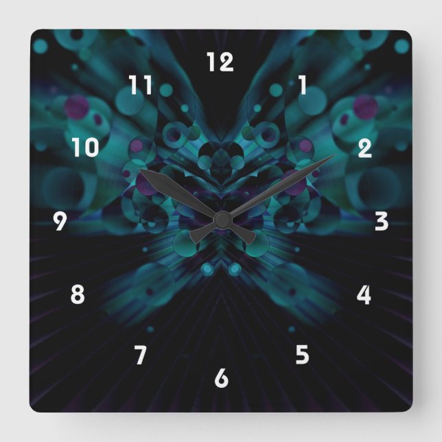 Horloge Carrée Papillon mousseux (Recto)